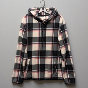 Aeropostale Cozy Plaid Fleece Drawstring Hoodie Unisex NEW L